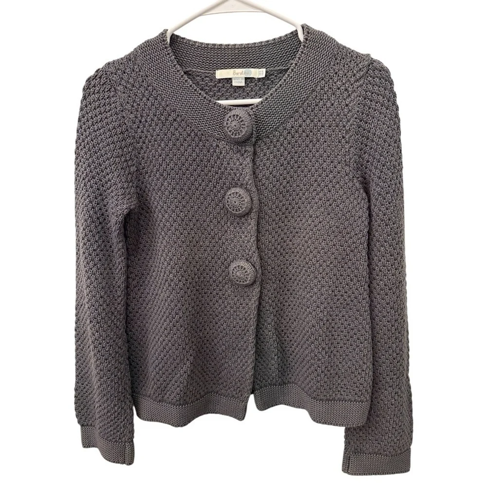 Boden 100% Cotton Chunky Knit Button Cardigan Sweater Size 4 EUC